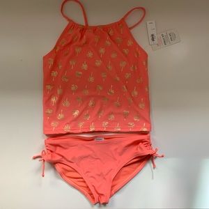 Old Navy Peach Palm Tree Two Piece Swimsuit